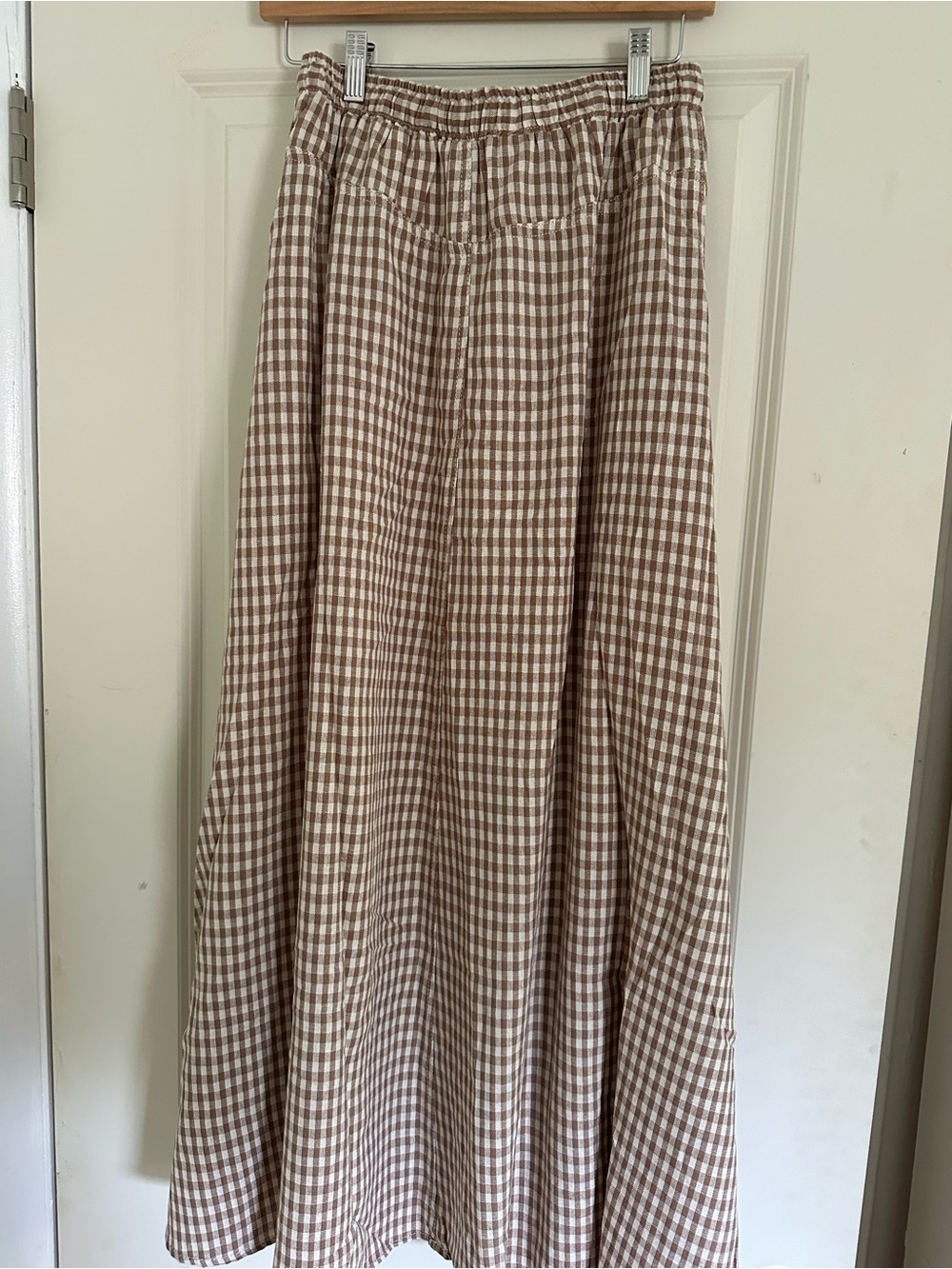 Max Studio Brown and Cream Gingham Maxi Skirt - Picture 5 of 6